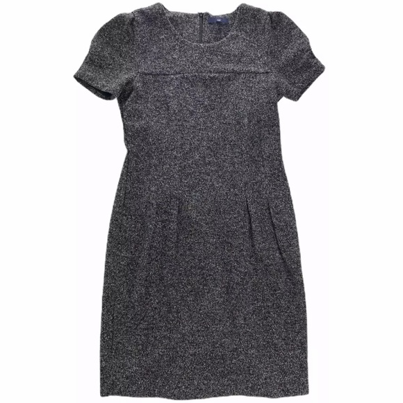 Gap Textured Knit Dress Sz. 0 Black Gray Short Sleeve - Picture 1 of 9